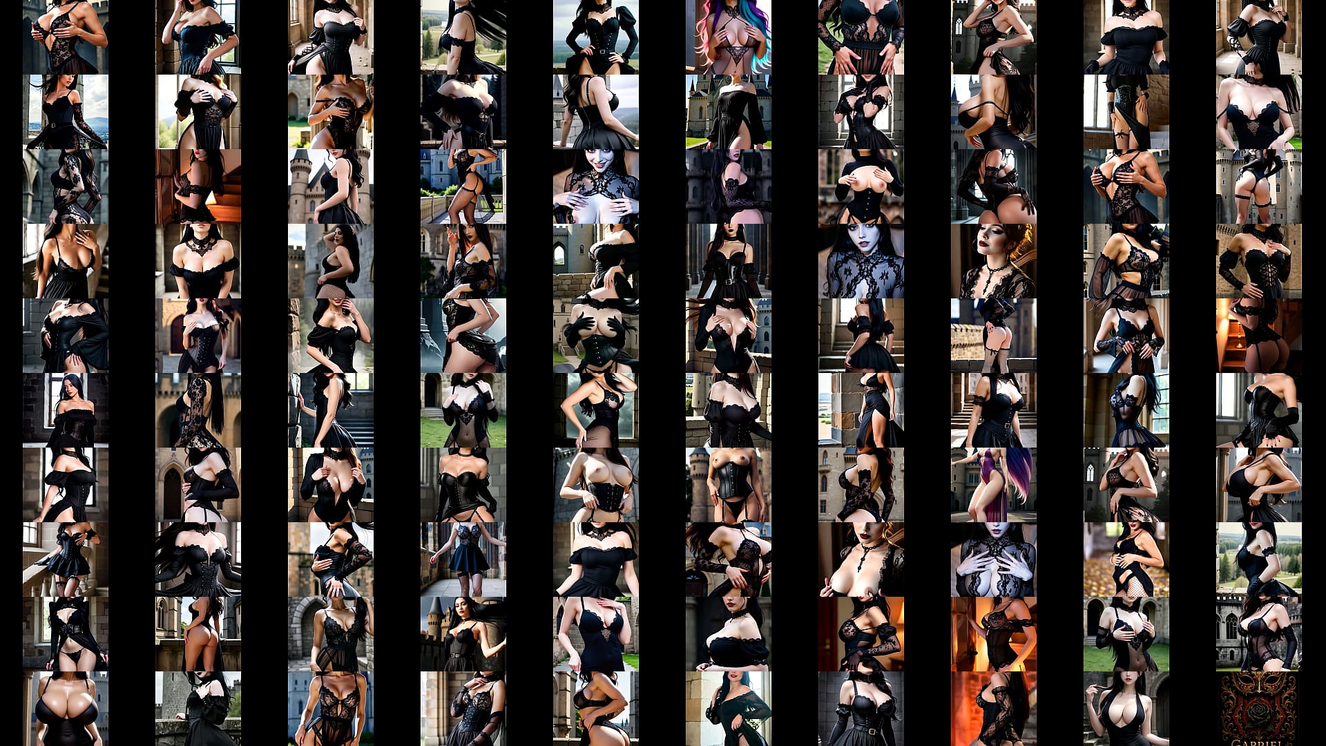Goth girl showing off her big Tits and big ass in a castle - AI Generated 预览图