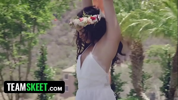 Gorgeous Brunette Violet Starr Takes Off Her Flowy White Dress And Gets Pounded