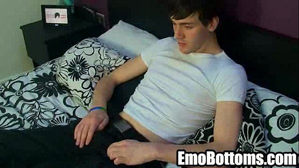 Emo twink Josh Holden playing with his stiff di...