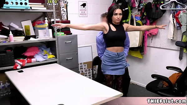 Petite shoplifter is clueless about whats going to happen Doesnt matter the mall cop knows the drill