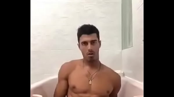 Handsome guy cum on bath