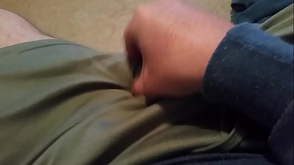 Old amateur guy talks while rubbing cock agains...