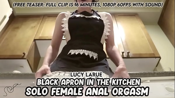 Black Apron in the Kitchen Solo Female Anal Orgasm