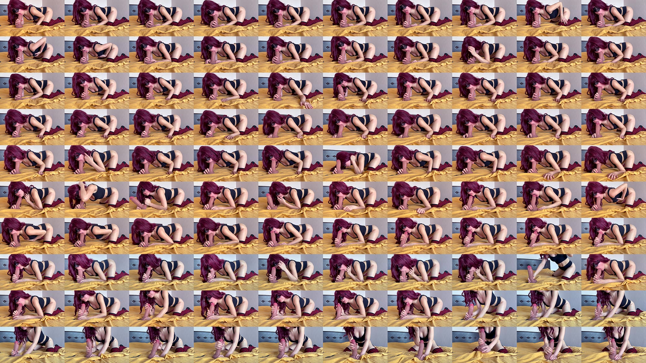 Redhead girl with perfect body sucks big dildo 预览图