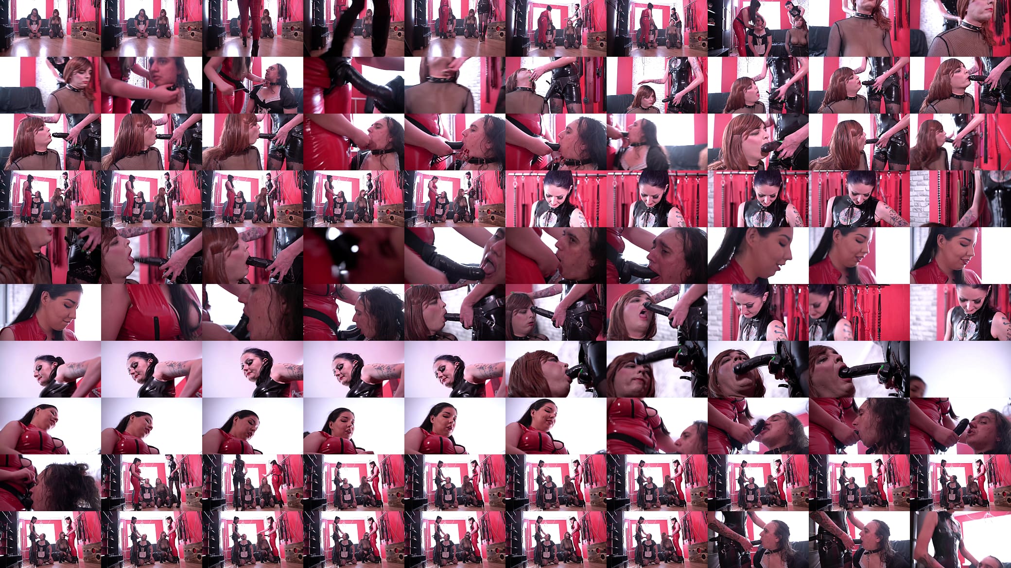 Two latex Dominas mouth fuck their sissies 预览图