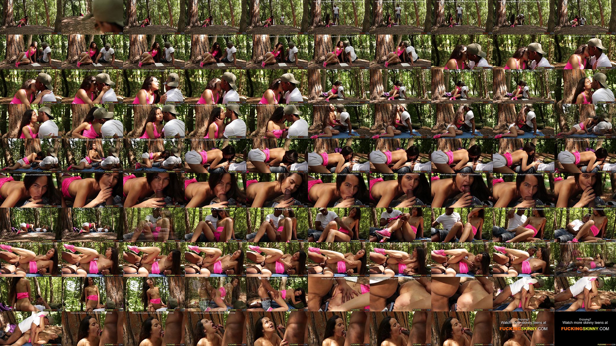 Skinny babe fucks her big dick boyfriend in the woods 预览图