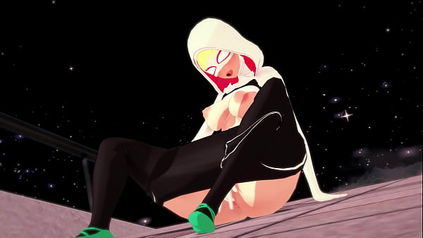 Spider-Gwen Gwen Stacy masturbates and gets fucked on the rooftop