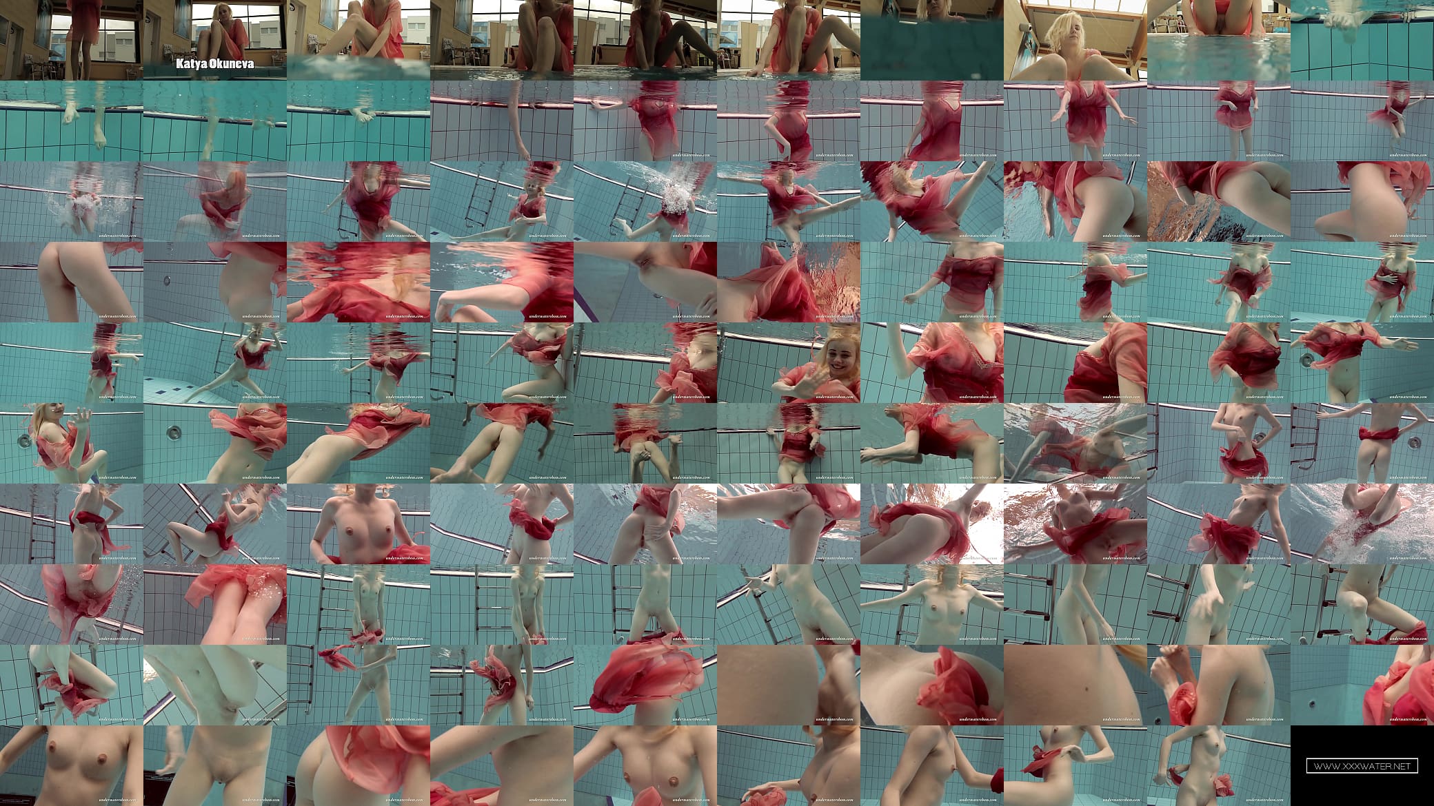 Katya Okuneva strips in her red lingerie underwater 预览图