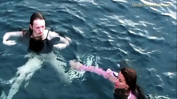 3 Hot Girls swim and have fun in the sea