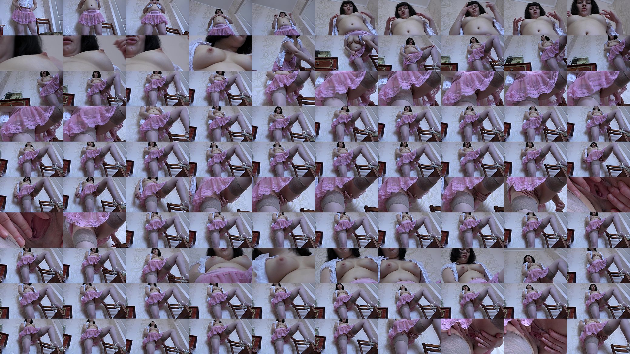 Homemade masturbation under the skirt. Brunette in stockings jerk off cunt. 预览图