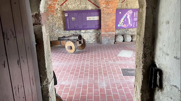Real Public Tits Flashing leads to Risky Blowjob in an old church