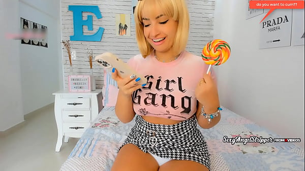 Mean and evil girl next door giving he hottest JOI jerk off instructions to you while teasing and sucking a big lollipop