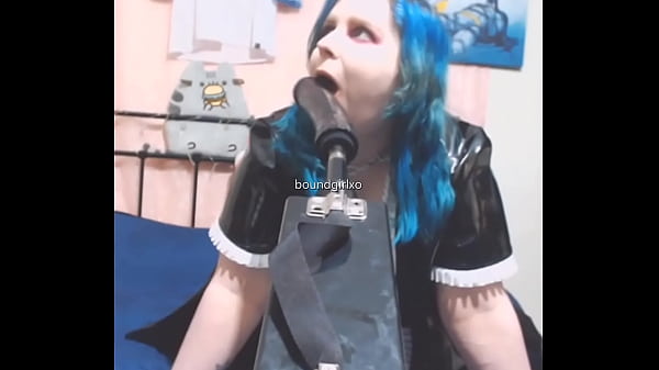 blonde girl deepthroat dildo machine