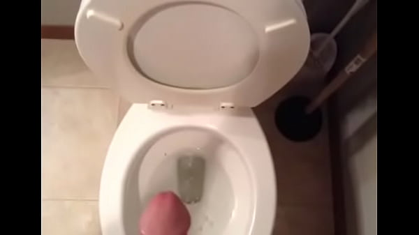 My bf shooting load huge load in the toilet