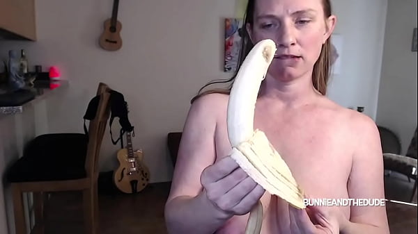 Hot Brunette Milf Deepthroats Banana Top with Breastmilk for Breakfast - BunnieAndTheDude