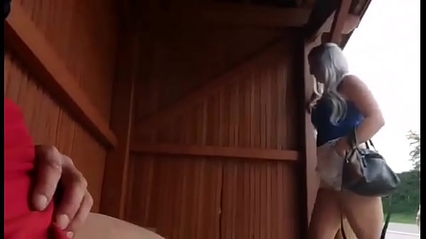 OMG !! Old pervert shows his cock at the bus stop, I'm shocked and spits on his cock ...