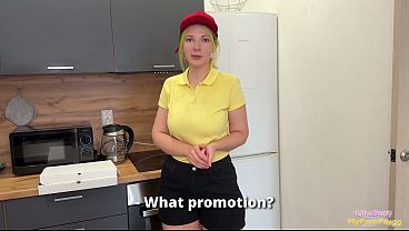 "How about I try your pussy instead of pizza?" I fucked the cute pizza delivery girl
