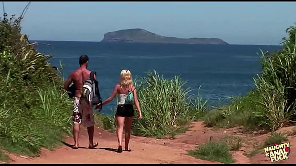 Exhibitionist blonde chick gets both of her tight holes railed simultaneously while on the beach