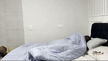 Brazilian hotwife gets her pussy wet and fucks a big-dicked black guy traveling with her husband - Naughty married woman who loves black cock, fucks her husband's friend in bed next to her cuckolded husband.