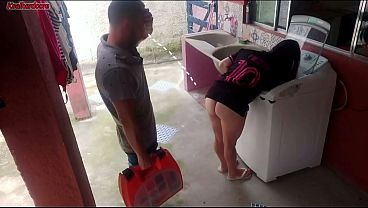 KSALHARDCORE - Married housewife pays washing machine repairman with her buttocks while husband is away.