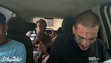 Sex in the car between friends before traveling.