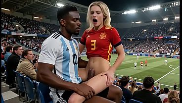 WOW Sexy! (( " ARGENTINA fuck SPAIN " )) Final World Cup... in Public! Who wins? Answer in the comments! "Interracial"(IA)