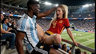 WOW Sexy! (( " ARGENTINA fuck SPAIN " )) Final World Cup... in Public! Who wins? Answer in the comments! "Interracial"(IA)