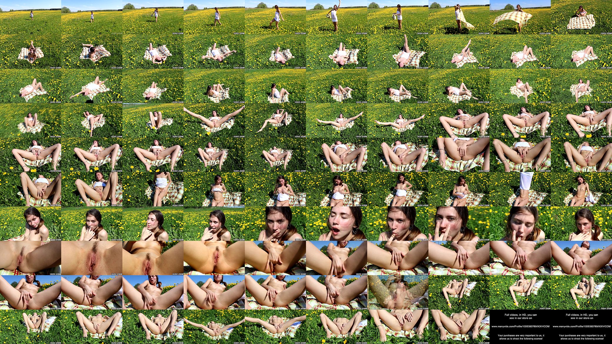 Beautiful teen Ananta Shakti masturbates her pussy on a field with dandelions 预览图