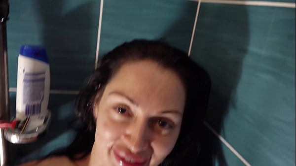 Rosalina Love fucked hard in the shower and then in the bedroom she swallows my cum