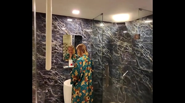 Anal duo in a glass bathroom In this beautiful villa the bathroom...