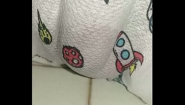 Peeing diaper and delicious orgasm
