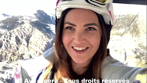Ava Moore - French slut fucks her pussy with her dildo in the mountains on the ski slopes