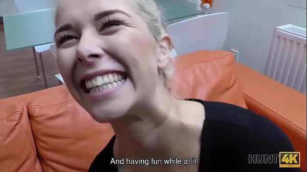 HUNT4K.  Blonde stops fighting with BF because stranger gives money