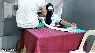 Arabic Doctor allowing her Patient to touch her Boobs