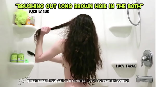 Brushing Out Long Brown Hair in the Bath