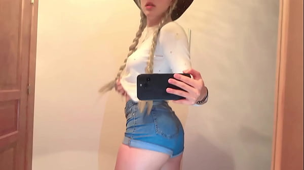 Cute girl films herself in the mirror before going to college and gets very horny