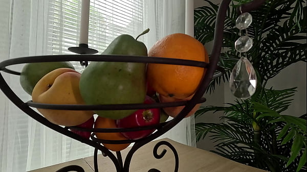 Fruits fisted as a hot dildo to orgasm