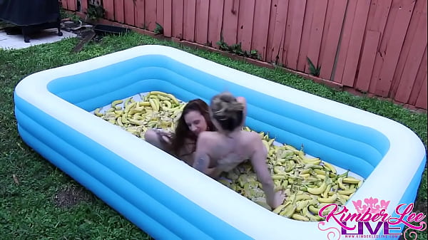 Lesbians Ashlynn Taylor & Kimber Lee In A Hot Banana Wrestling Clip!