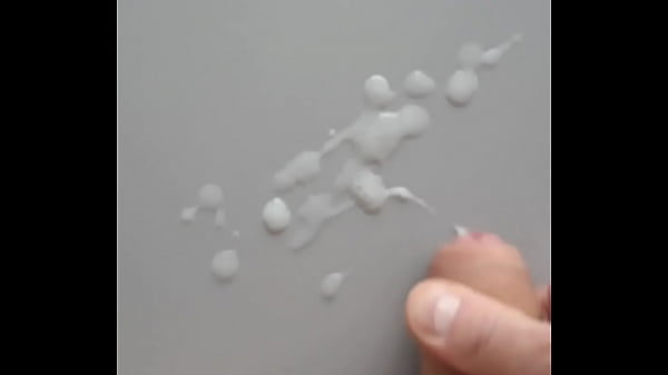 Handjob on the table, big load sperm, small dick