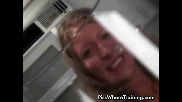 Blonde cutie Tiffany drinks her own pee