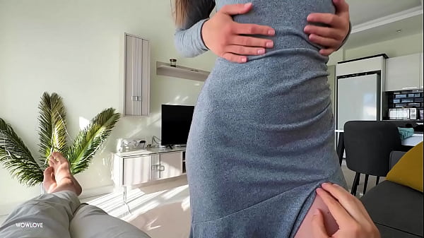 Download Video - Step Mom caught Step Son with boner while cleaning and helped him cum on her big round ass