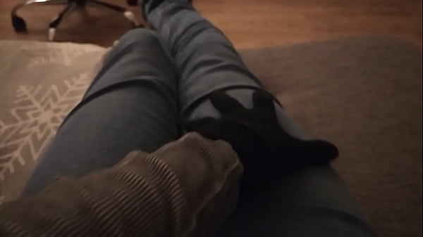 ASMR FOOT and LEGS with jeans scratching moaning