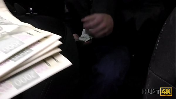 HUNT4K. Slutty girl has dirty sex in the car in front of bf