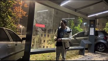 I called the guy who was waiting for the bus to go to the stairs.
