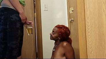 Yellow belly whore Rachelle Newmuis doing what she does best; drinking piss