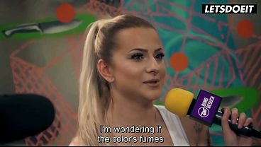 Tattooed Blonde Visits Artist's Studio... She Gets Dirty Before Any Canvas Does