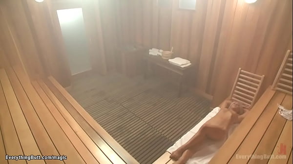 Lesbians have anal adventure in sauna