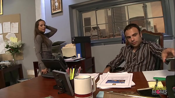 Busty secretary fucking with her boss after giving him a blowjob