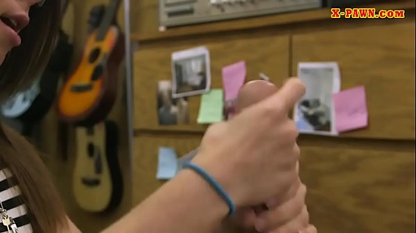 Girl with glasses banged at the pawnshop