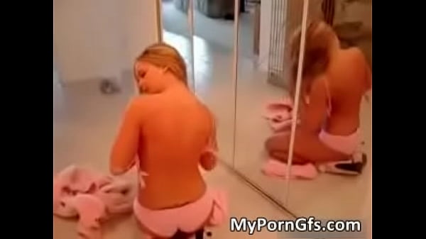 Horny blond bitch in sexy lingerie